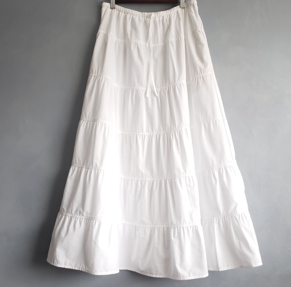 NWT JOIE LONG TIERED GATHERED WHITE SKIRT, SIZE L - Picture 3 of 12